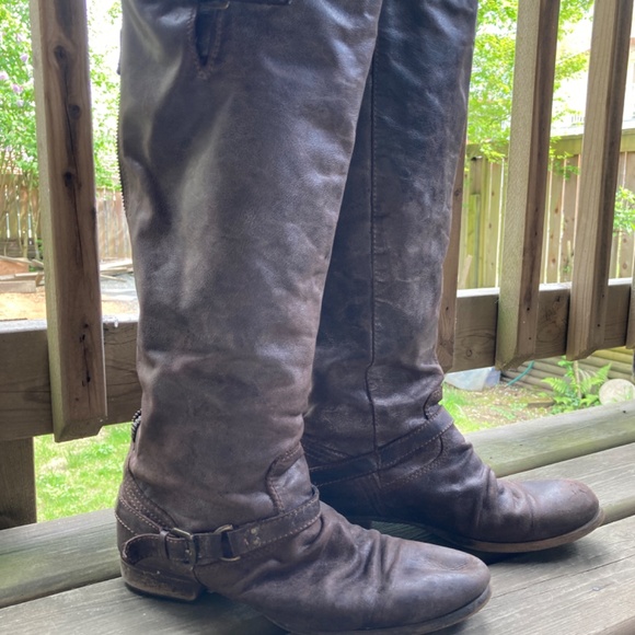 Tall Genuine Brown Leather Boot, Steve Madden, Size 9 - Picture 2 of 7